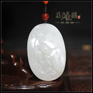 羊脂玉籽料牌 金玉满堂