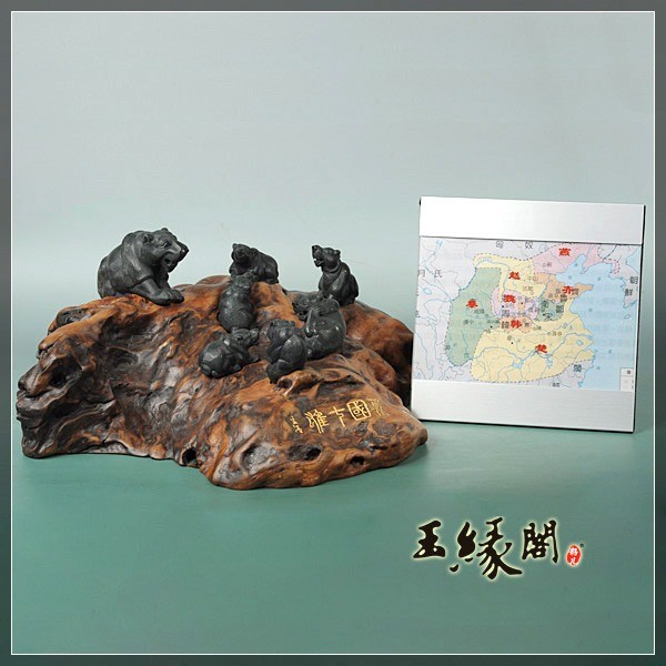 青玉摆件 七雄争霸
