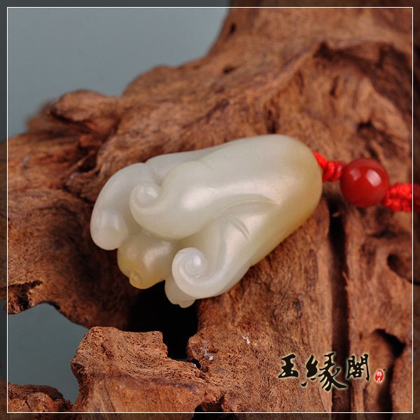 糖白玉挂件 福寿