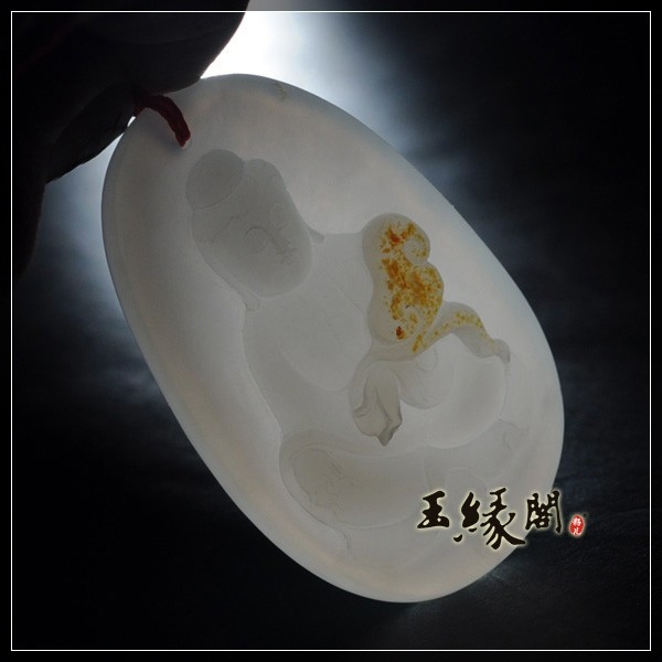 羊脂玉籽料牌 观音