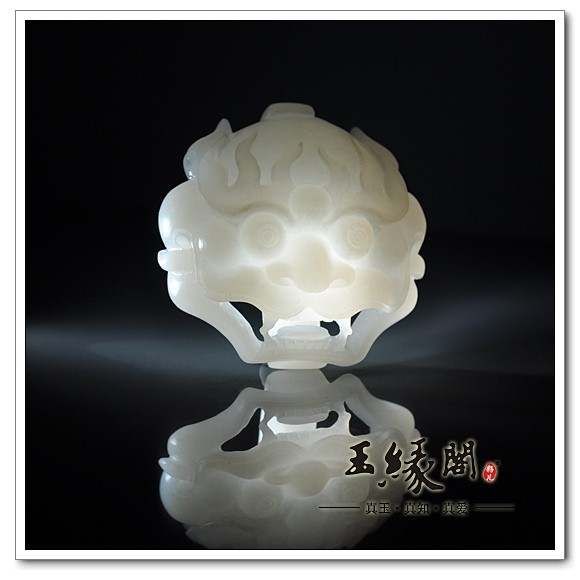 羊脂玉白玉腰扣 鬼头