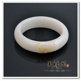 白玉籽料手镯富贵花开59.52mm