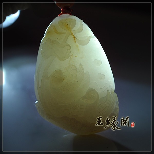 白玉籽料挂件 百年好合