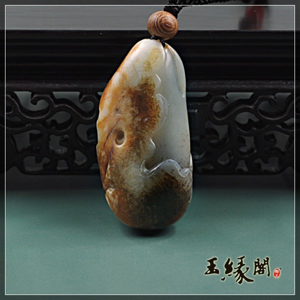 褐皮籽料挂件 连年有余
