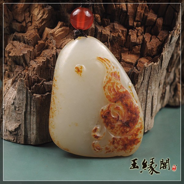 黄皮籽料挂件 龙凤呈祥