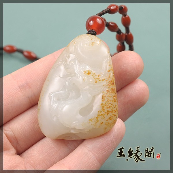 黄皮籽料挂件 龙凤呈祥