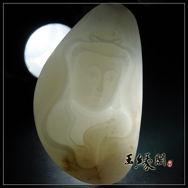 羊脂玉籽料挂件 观音