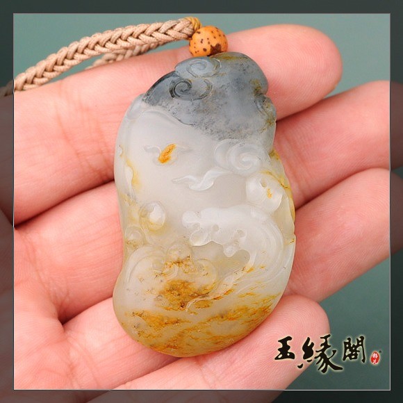 三色籽料挂件 寿山福海