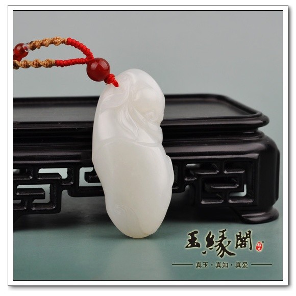 羊脂白玉籽料挂件 祝福