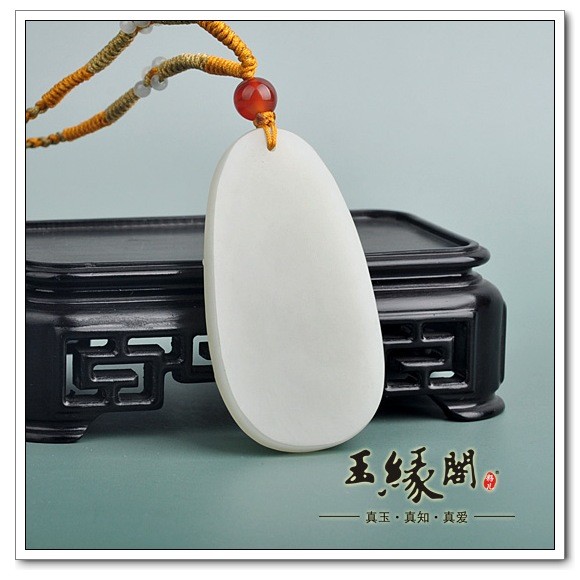 白玉籽料牌 荷花