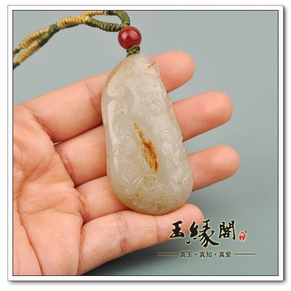 白玉籽料挂件 富贵长寿