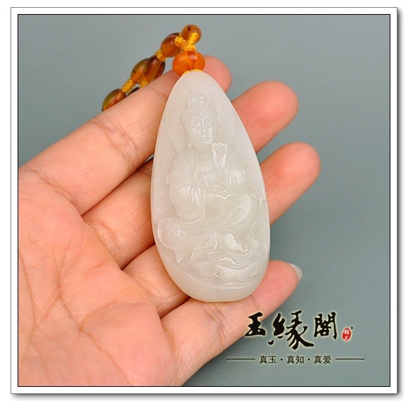 羊脂玉籽料挂件 观音