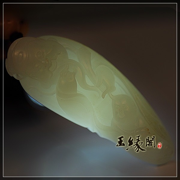 羊脂玉籽料挂件 禄星赐福