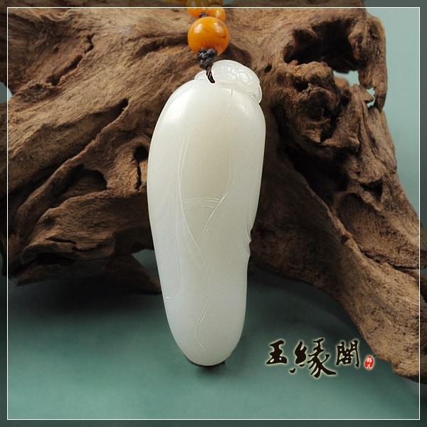 羊脂玉籽料挂件 禄星赐福
