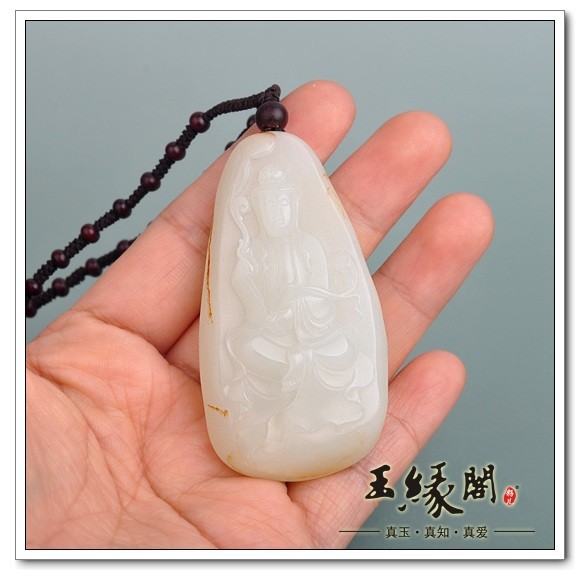 羊脂玉籽料挂件 观音