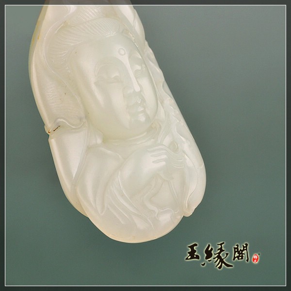 羊脂玉籽挂件 观音