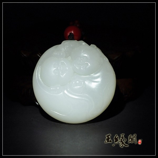 白玉把件 和合二仙