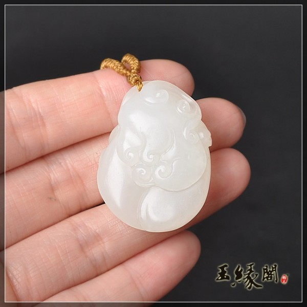 白玉籽料挂件 福寿如意